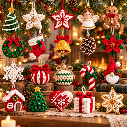 20 Christmas Ornament Crochet Patterns PDF | Stars, Angel, Gnome & Holiday Decor Bundle