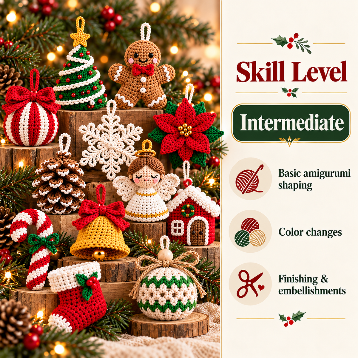 20 Christmas Ornament Crochet Patterns PDF | Stars, Angel, Gnome & Holiday Decor Bundle