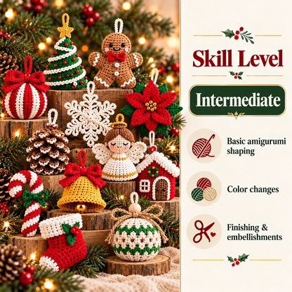 20 Christmas Ornament Crochet Patterns PDF | Stars, Angel, Gnome & Holiday Decor Bundle