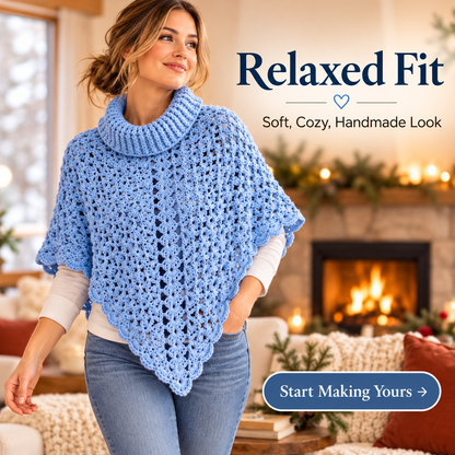 Turtleneck Poncho Crochet Pattern PDF | Women’s Lace Poncho | Cozy Crochet Capelet Digital Download