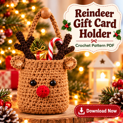 4-in-1 Christmas Crochet Treat Bag Pattern PDF | Santa Reindeer Tree Snowman Candy Bags