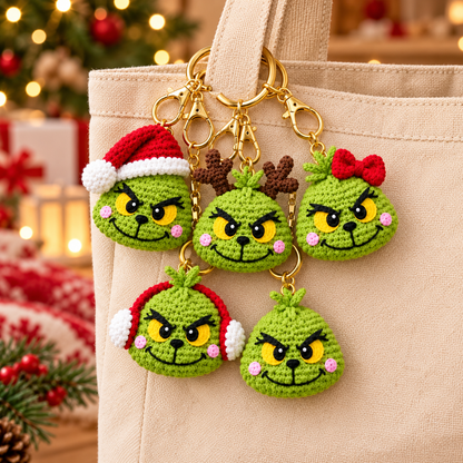 5-in-1 Holiday Monster Keychain Crochet Pattern PDF | Christmas Amigurumi Keychain Bundle