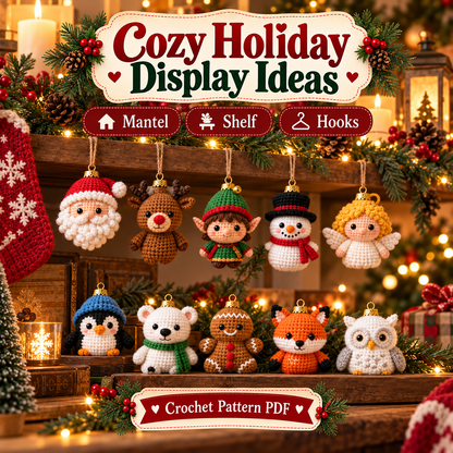 20-in-1 Christmas Crochet Ornament Pattern Bundle | Mini Amigurumi Baubles & Holiday Characters | Beginner Friendly PDF Download