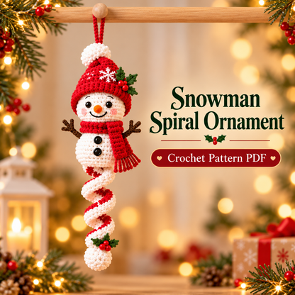 5 Christmas Spiral Ornament Crochet Patterns PDF | Santa, Mrs Claus, Elf, Peppermint Girl & Snowman