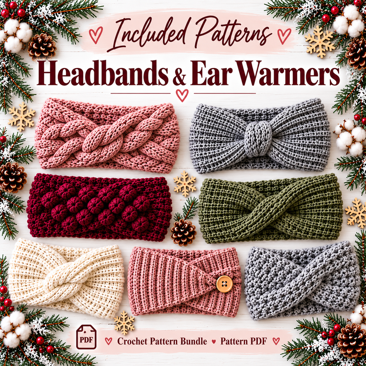 50 Winter Crochet Patterns Bundle PDF | Scarves, Mittens, Gloves, Cowls & Headbands | Cozy Accessories Digital Download