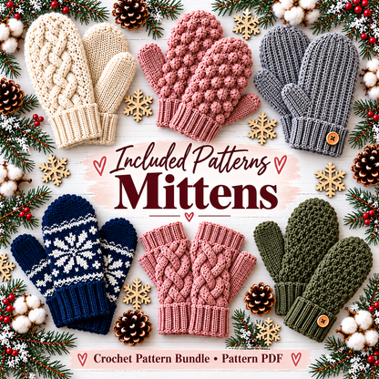 50 Winter Crochet Patterns Bundle PDF | Scarves, Mittens, Gloves, Cowls & Headbands | Cozy Accessories Digital Download