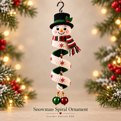 3-in-1 Christmas Spiral Ornament Crochet Pattern PDF | Santa Snowman & Christmas Tree Hanging Decor