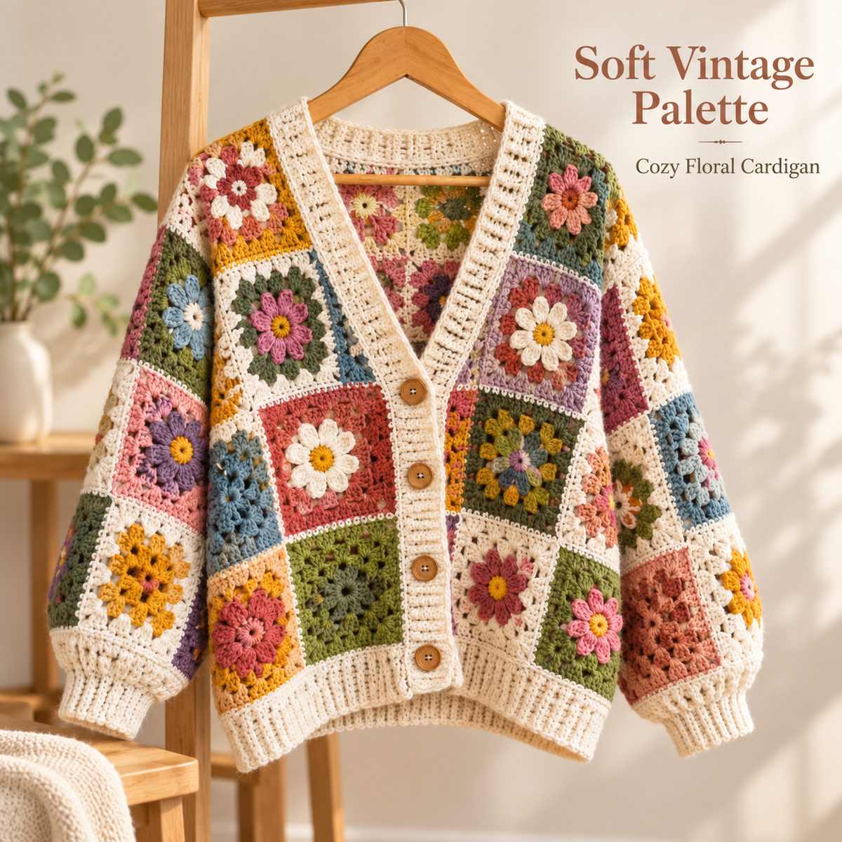 Floral Granny Square Cardigan Crochet Pattern PDF | Flower Crochet Cardigan for Women | Digital Download