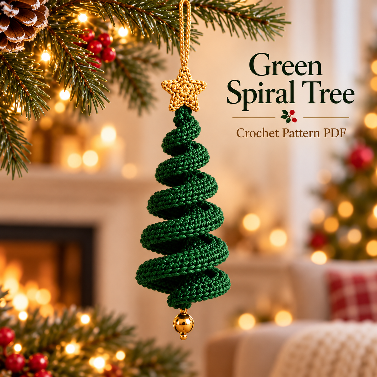 5-in-1 Holiday Ornament Crochet Pattern PDF | 3D Spiral Christmas Tree & Pumpkin Patterns