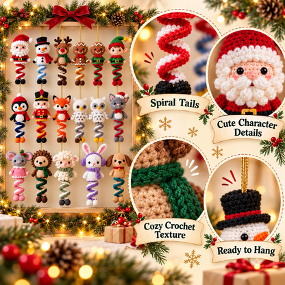 15 Christmas Spiral Amigurumi Crochet Patterns Bundle PDF | Santa, Snowman, Reindeer, Elf & Cute Holiday Hanging Ornaments