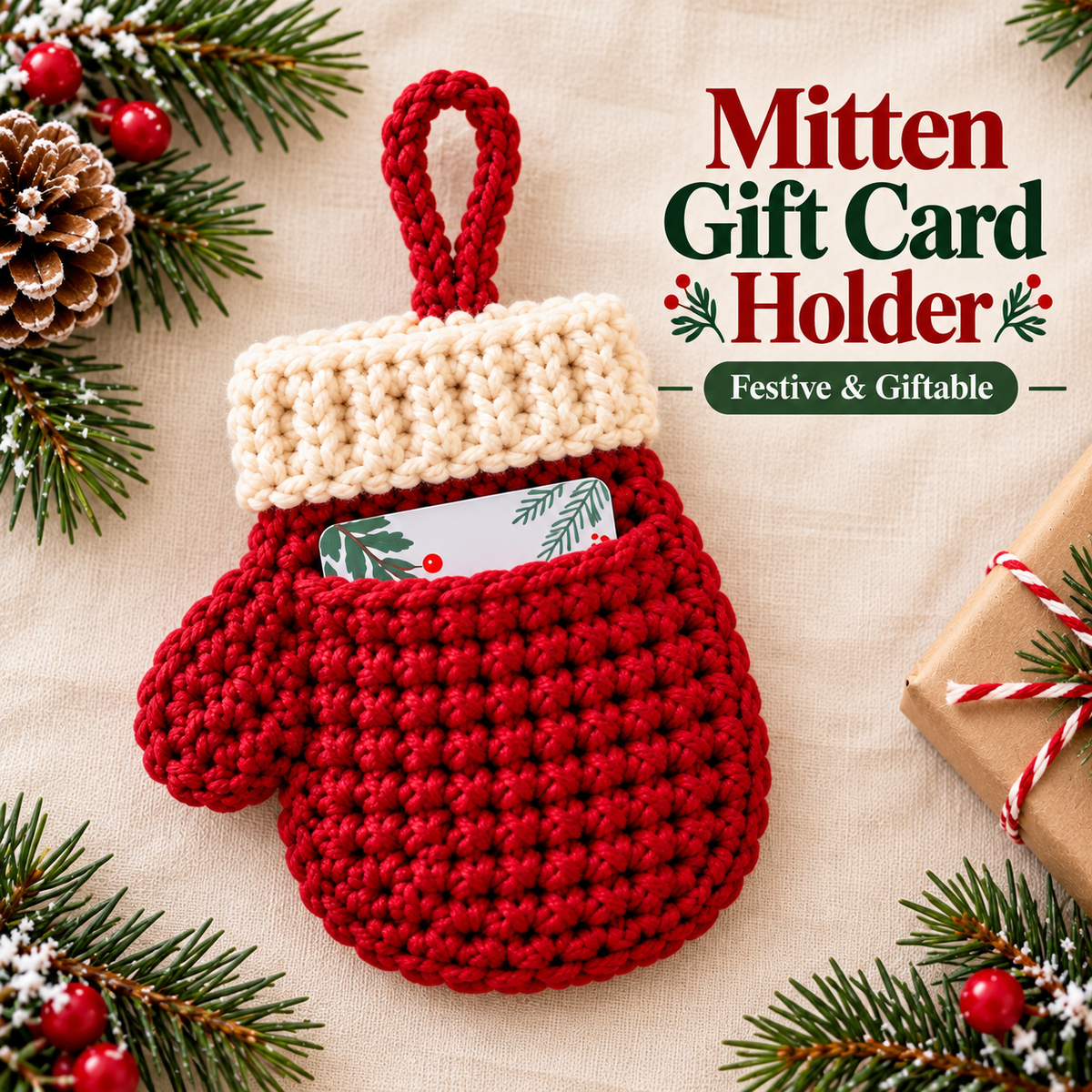 3-in-1 Christmas Gift Card Holder Crochet Pattern PDF | Santa Mitten, Tree & Envelope Designs | Holiday Ornament Digital Download