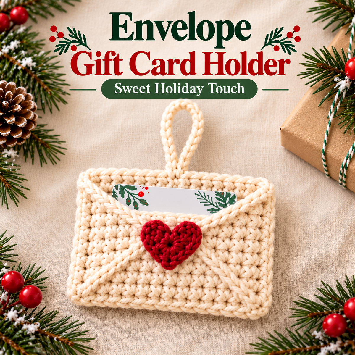 3-in-1 Christmas Gift Card Holder Crochet Pattern PDF | Santa Mitten, Tree & Envelope Designs | Holiday Ornament Digital Download
