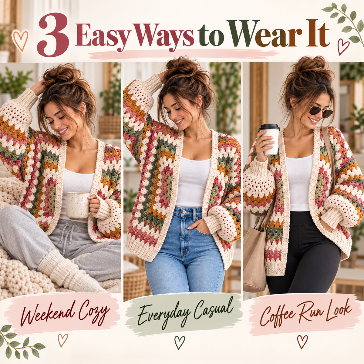 Granny Hexagon Cardigan Crochet Pattern PDF | Beginner Granny Stitch Sweater | Sizes XS–5XL | Boho Cardigan Digital Download