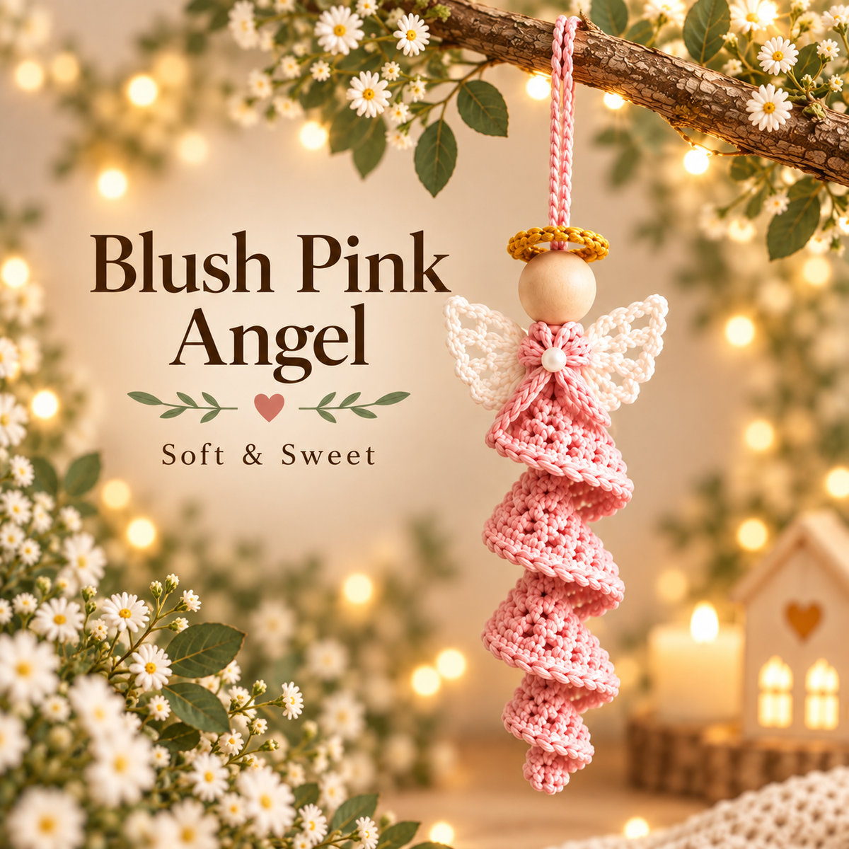 Crochet Angel Ornament Pattern PDF | 5 Spiral Angel Designs | Christmas Tree Hanging Decor | Wooden Bead Angel Digital Download