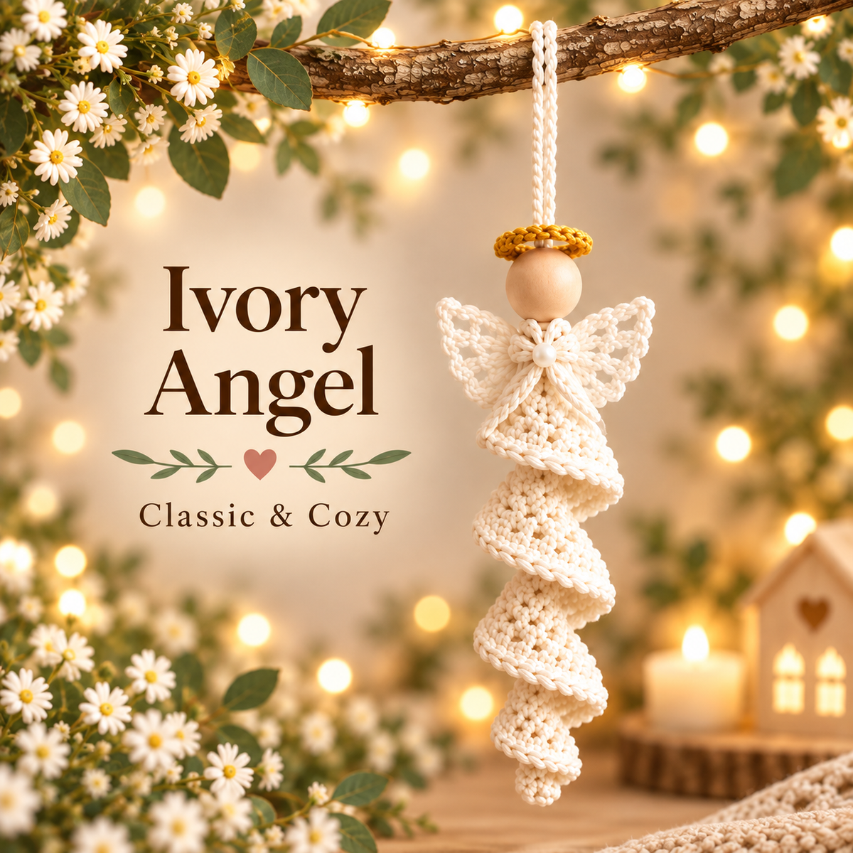 Crochet Angel Ornament Pattern PDF | 5 Spiral Angel Designs | Christmas Tree Hanging Decor | Wooden Bead Angel Digital Download