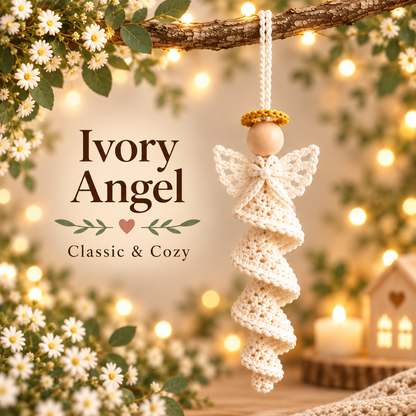 Crochet Angel Ornament Pattern PDF | 5 Spiral Angel Designs | Christmas Tree Hanging Decor | Wooden Bead Angel Digital Download