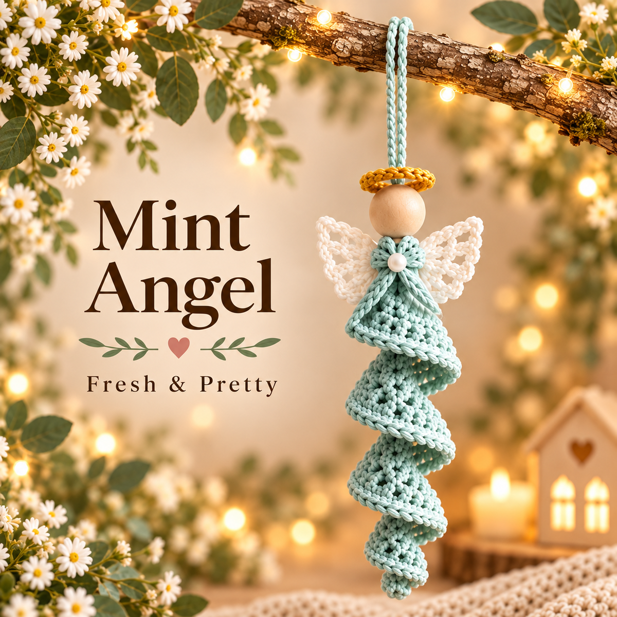 Crochet Angel Ornament Pattern PDF | 5 Spiral Angel Designs | Christmas Tree Hanging Decor | Wooden Bead Angel Digital Download