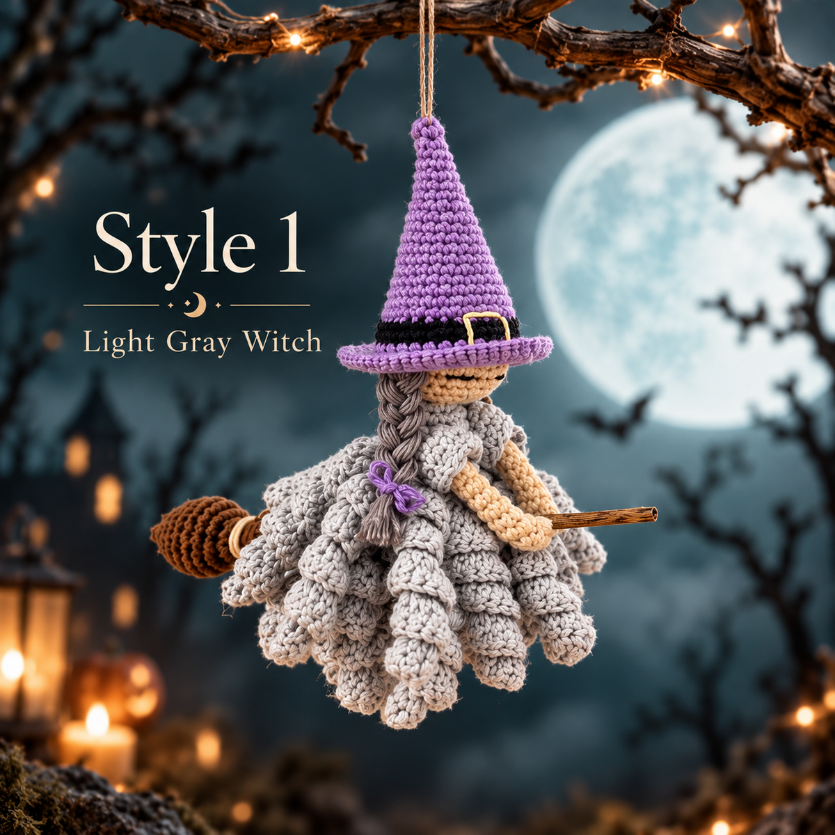Crochet Witch Ornament Pattern PDF | 3 Halloween Witch Designs | Hanging Amigurumi Decor | Spooky Witch Crochet Digital Download