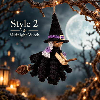 Crochet Witch Ornament Pattern PDF | 3 Halloween Witch Designs | Hanging Amigurumi Decor | Spooky Witch Crochet Digital Download