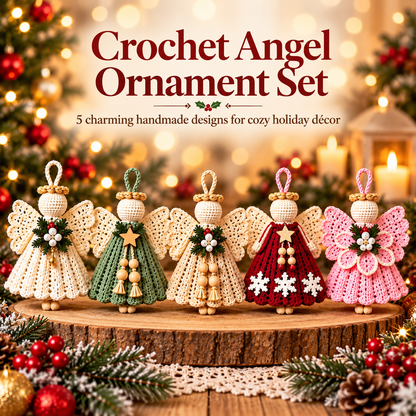 5-in-1 Crochet Angel Ornament Pattern Bundle PDF | Christmas Angel Amigurumi | Holiday Tree Decorations | Digital Download