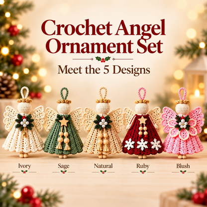 5-in-1 Crochet Angel Ornament Pattern Bundle PDF | Christmas Angel Amigurumi | Holiday Tree Decorations | Digital Download