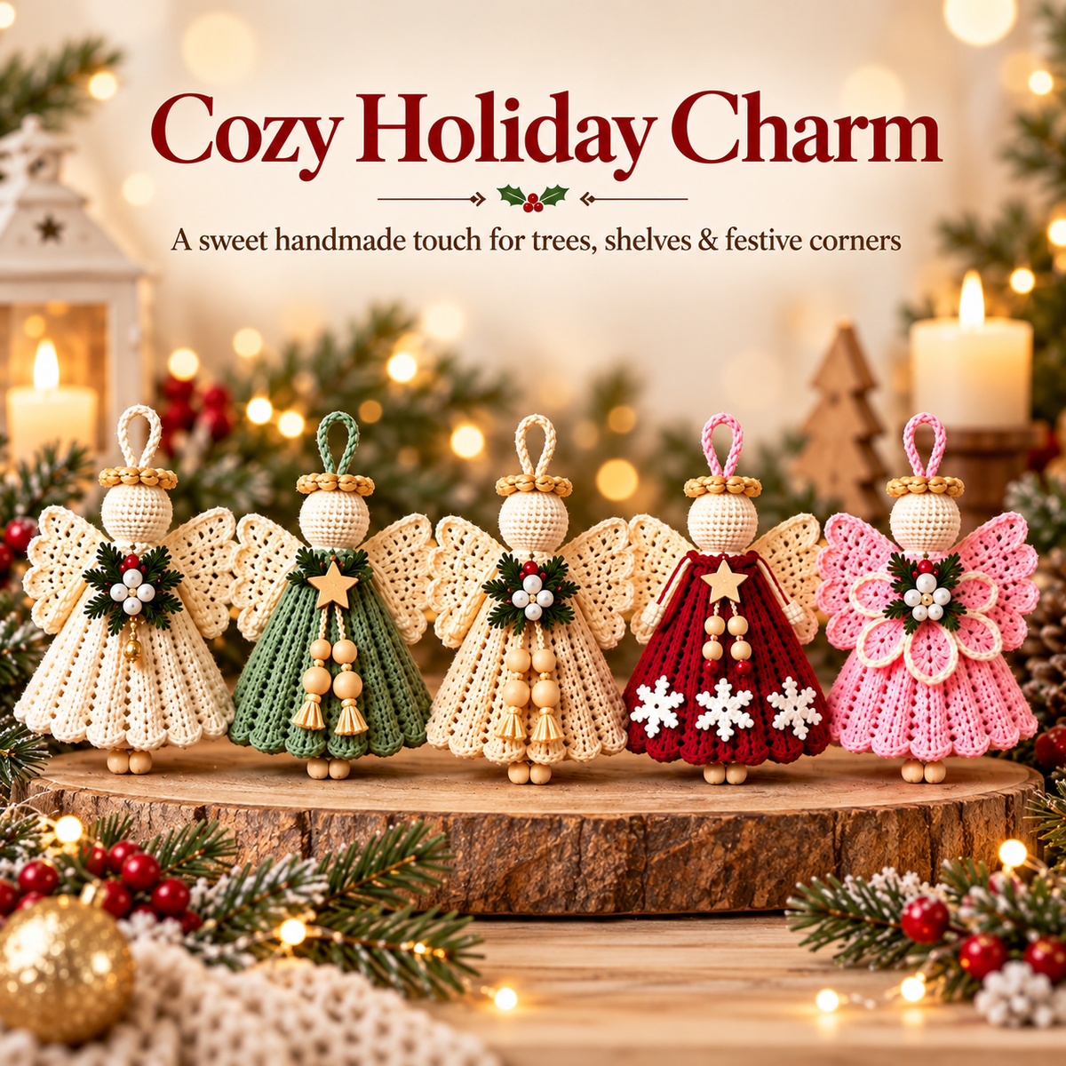 5-in-1 Crochet Angel Ornament Pattern Bundle PDF | Christmas Angel Amigurumi | Holiday Tree Decorations | Digital Download