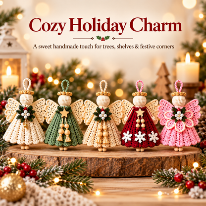 5-in-1 Crochet Angel Ornament Pattern Bundle PDF | Christmas Angel Amigurumi | Holiday Tree Decorations | Digital Download