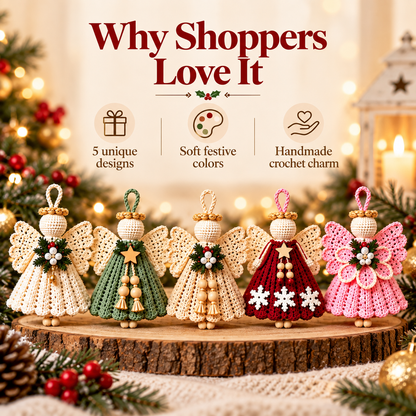 5-in-1 Crochet Angel Ornament Pattern Bundle PDF | Christmas Angel Amigurumi | Holiday Tree Decorations | Digital Download