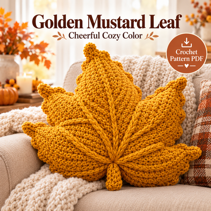 Crochet Leaf Pillow Pattern PDF | Autumn Maple Leaf Cushion | Fall Thanksgiving Home Decor | Instant Digital Download