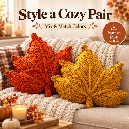 Crochet Leaf Pillow Pattern PDF | Autumn Maple Leaf Cushion | Fall Thanksgiving Home Decor | Instant Digital Download