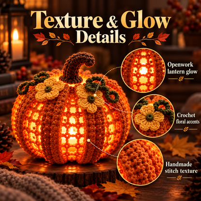 Crochet Pumpkin Lantern Pattern PDF | Light-Up Halloween Pumpkin Decor | Fall & Thanksgiving Crochet Decoration | Digital Download