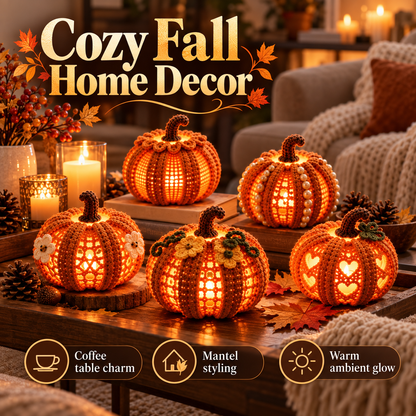 Crochet Pumpkin Lantern Pattern PDF | Light-Up Halloween Pumpkin Decor | Fall & Thanksgiving Crochet Decoration | Digital Download