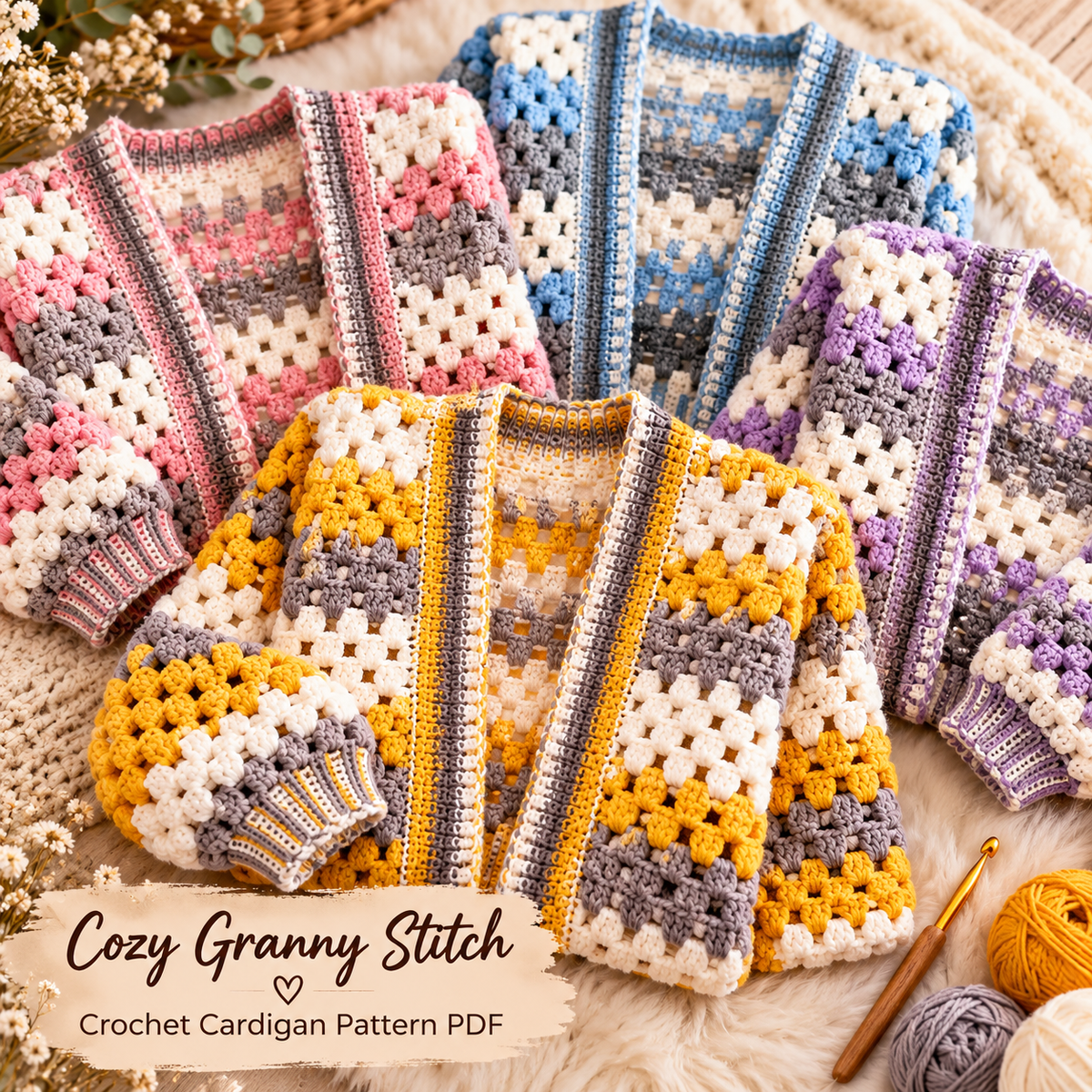 Crochet Cardigan Pattern PDF | Women’s Granny Cardigan | Easy Crochet Sweater Digital Download