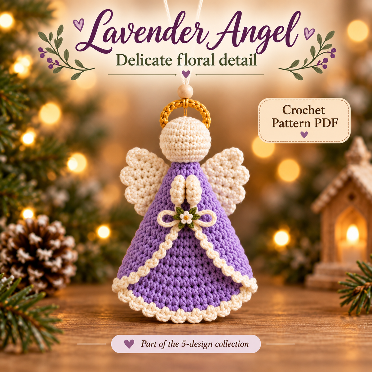 Christmas Angel Ornament Crochet Pattern PDF, 5 Crochet Angel Designs, Holiday Tree Decorations, Handmade Christmas Decor, Digital Download