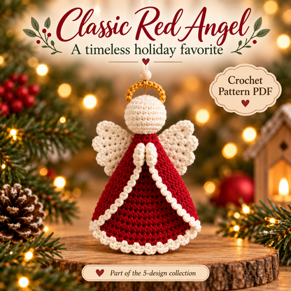 Christmas Angel Ornament Crochet Pattern PDF, 5 Crochet Angel Designs, Holiday Tree Decorations, Handmade Christmas Decor, Digital Download