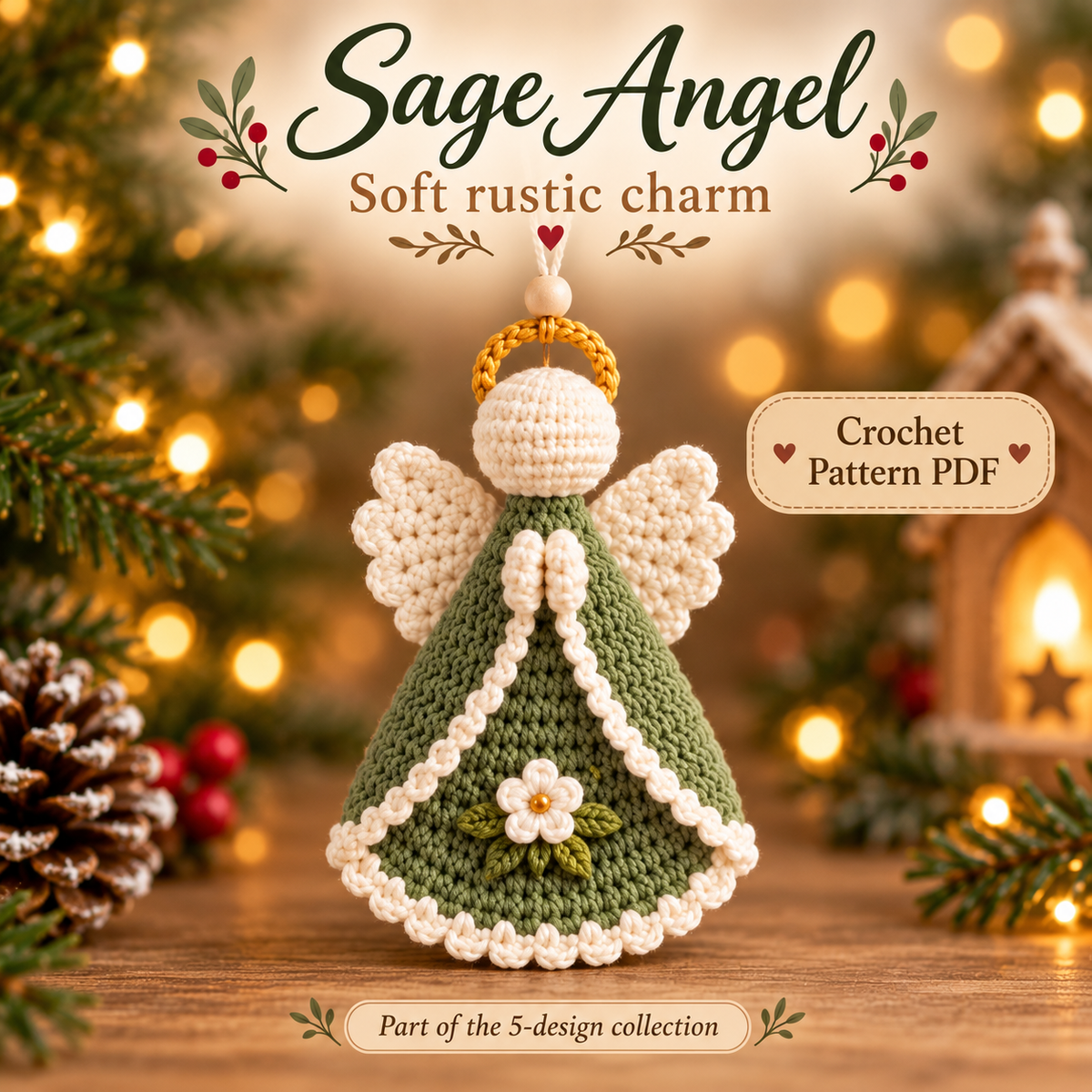 Christmas Angel Ornament Crochet Pattern PDF, 5 Crochet Angel Designs, Holiday Tree Decorations, Handmade Christmas Decor, Digital Download