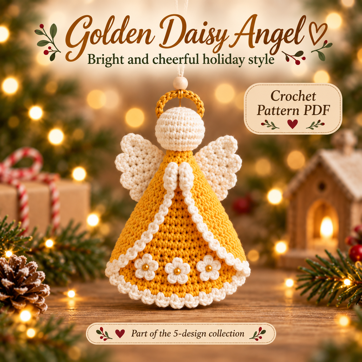 Christmas Angel Ornament Crochet Pattern PDF, 5 Crochet Angel Designs, Holiday Tree Decorations, Handmade Christmas Decor, Digital Download