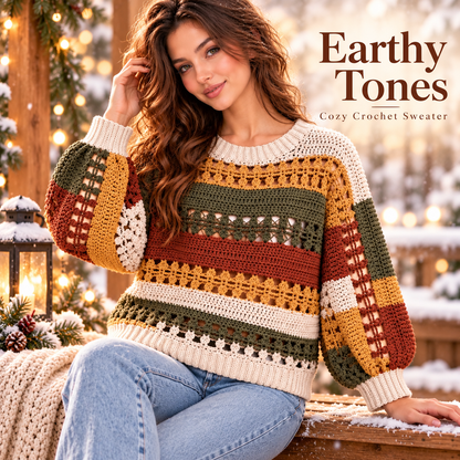 Easy Crochet Sweater Pattern PDF | Women’s Pullover Jumper | DIY Handmade Sweater Digital Download