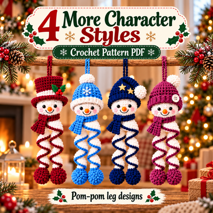 8-in-1 Spiral Snowman Crochet Pattern PDF | Christmas Hanging Ornament Bundle | Holiday Digital Download
