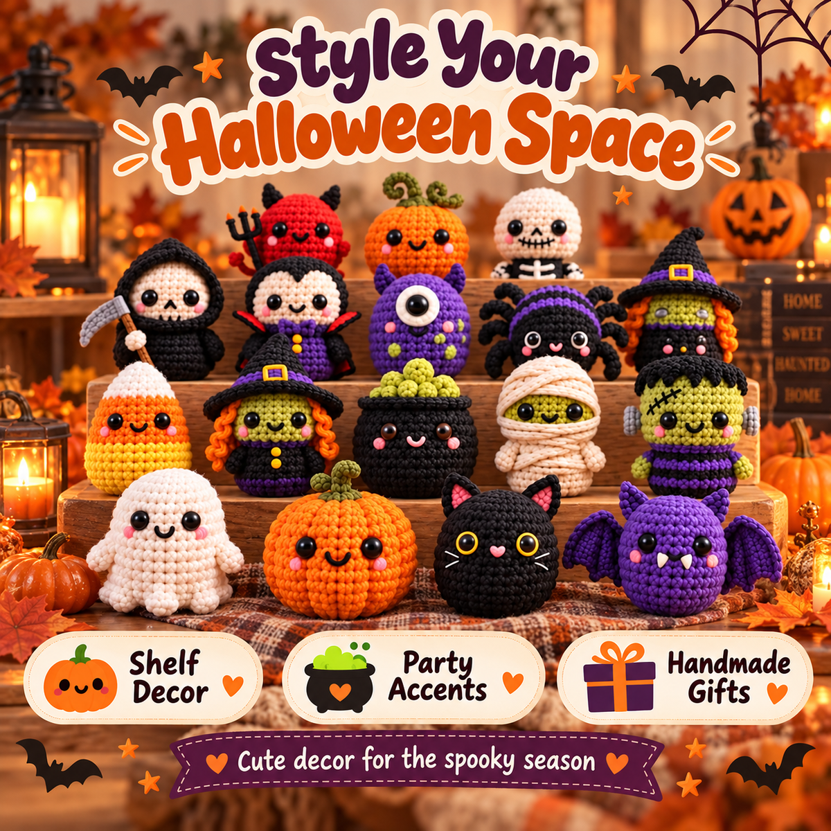 17-in-1 No-Sew Halloween Crochet Pattern Bundle PDF | Ghost, Pumpkin, Witch, Bat & Spooky Amigurumi | Beginner Friendly
