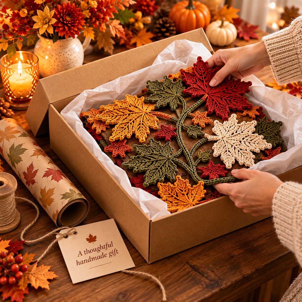 Autumn Maple Leaf Table Runner Crochet Pattern PDF | Fall Thanksgiving Table Decor | Crochet Leaf Garland | Digital Download