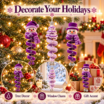 3-in-1 Winter Spiral Ornament Crochet Pattern PDF | Snowman & Christmas Tree Hanging Decor | Holiday Window Ornament Digital Download