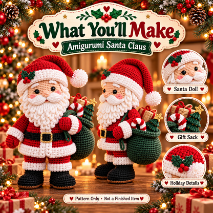 Santa Claus Crochet Pattern PDF | Christmas Amigurumi Doll with Gift Sack | Holiday Decor & Handmade Gift | Digital Download