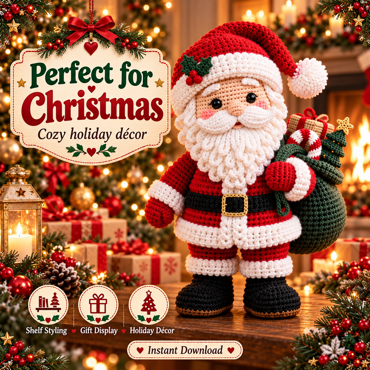 Santa Claus Crochet Pattern PDF | Christmas Amigurumi Doll with Gift Sack | Holiday Decor & Handmade Gift | Digital Download