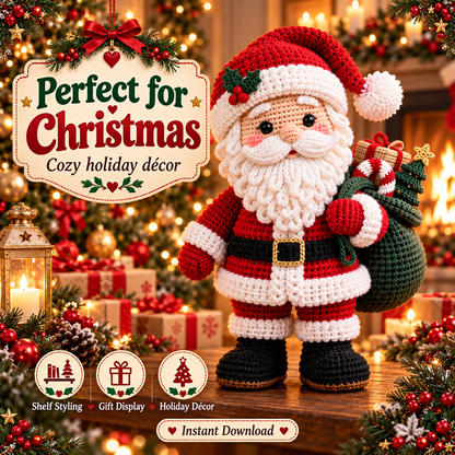 Santa Claus Crochet Pattern PDF | Christmas Amigurumi Doll with Gift Sack | Holiday Decor & Handmade Gift | Digital Download