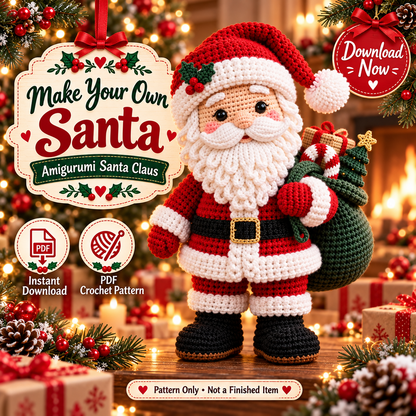 Santa Claus Crochet Pattern PDF | Christmas Amigurumi Doll with Gift Sack | Holiday Decor & Handmade Gift | Digital Download