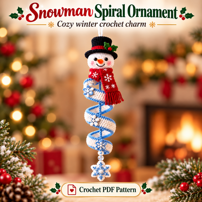 Christmas Character Spiral Ornament Crochet Pattern PDF | 5-in-1 Santa Reindeer Snowman Angel Penguin Ornaments Instant Download