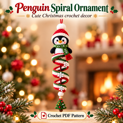 Christmas Character Spiral Ornament Crochet Pattern PDF | 5-in-1 Santa Reindeer Snowman Angel Penguin Ornaments Instant Download