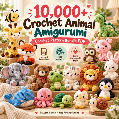 10,000+ Amigurumi Animal Crochet Patterns Bundle PDF | Cute Crochet Animals Collection | Beginner Friendly | Instant Digital Download