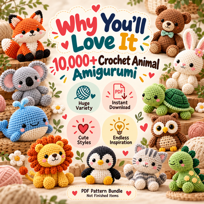 10,000+ Amigurumi Animal Crochet Patterns Bundle PDF | Cute Crochet Animals Collection | Beginner Friendly | Instant Digital Download